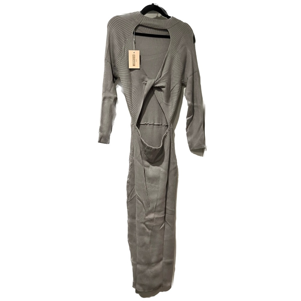 Brand New Backless Grey Sweater Dress with Cinched Waist